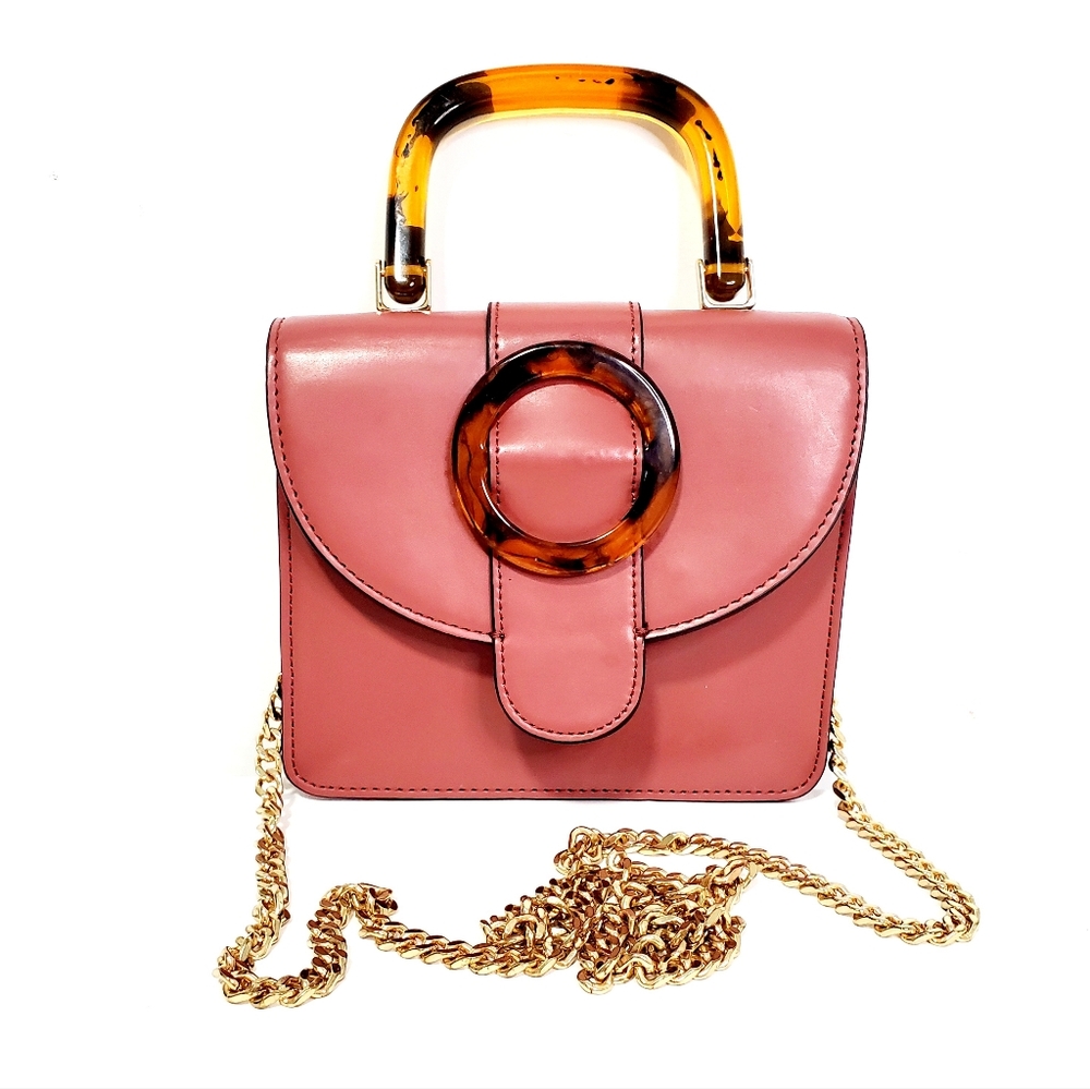 Topshop Rose Pink Crossbody with Tortoiseshell Handle